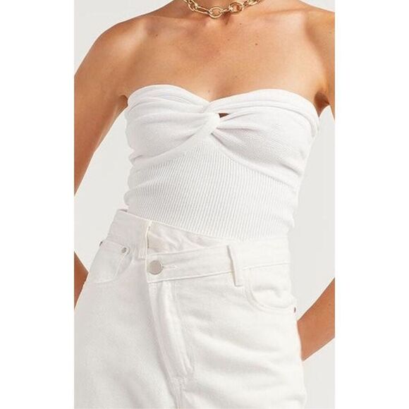 NWT DISSH Anika Twisted Off White Strapless Knit Top (Size 12) - Picture 1 of 4